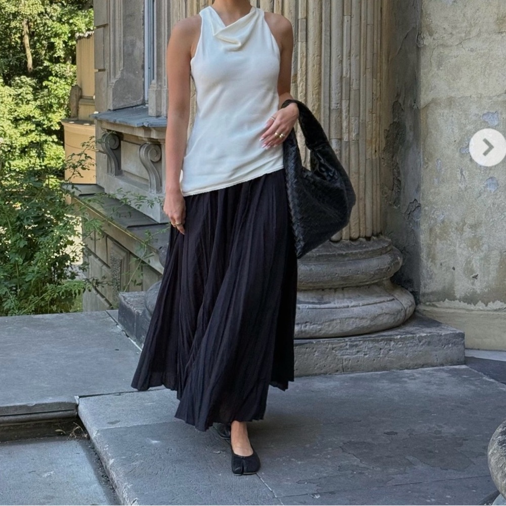 Zara ZW COLLECTION COMBINATION HALTER DRESS BLACK 0/8647/991/